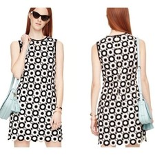 Kate Spade New York Guipure Lace Eyelet Black White Shift Floral Dress Retro 2
