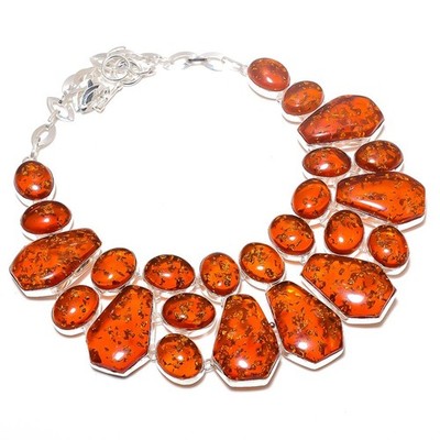Yellow Amber Gemstone Necklace Handmade Adjustable Chain Jewelry 18'' BN 7105