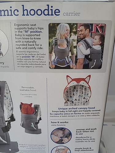 Cuddle-up Ergonomic Hoodie Baby Carrier, 2-Position, 12-40lb, Fox. - Picture 10 of 10