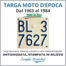 Targa Decorativa Moto dal 1963 al 1984 Colorazione ANTICHIZZATA stile Vintage
