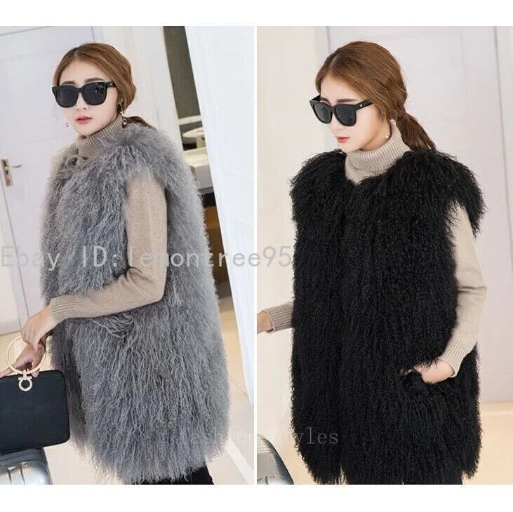 OFF WHITE Gilet invernale donna vera lana pelliccia mongola gilet peluche pelliccia di agnello gilet giacca