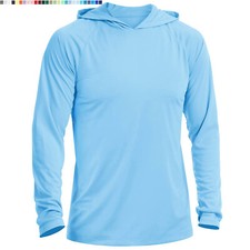 UPF50 Mens Sun Block UV Shirts Casual Hoodies Outdoor Fishing Gym Workout Sport