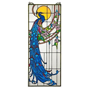 Peacock-039-s-Sunset-Stained-Glass-Window-Design-Toscano-Hand-Crafted-Art-Glass