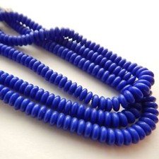 100 Beads - 5mm Smooth Rondelle - Opaque Blue - Czech Glass