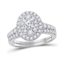 10kt White Gold Womens Round Diamond Bridal Wedding Engagement Ring Band Se