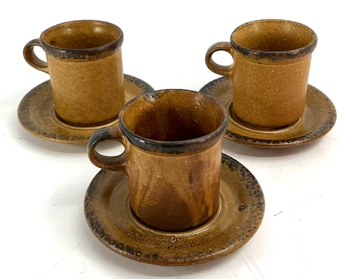 Set of 3 Cups Mugs & 3 Saucers Vintage McCoy Canyon Mesa 1412