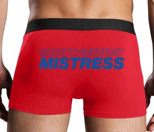 Calzoncillos boxer rojos elásticos Knaughty Knickers hechos para servir a mi amante para hombre no - Imagen 5 de 12