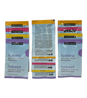 Freeman Hydrating Glacier Water+Pink Peony Gel Cream Mask (0.24fl/7ml) Lot Of 3