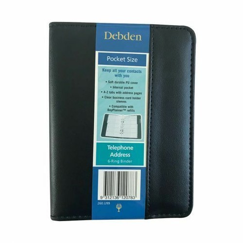 Debden Ring Binder Telephone Address Book Pocket Size Black PU Cover eBay