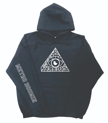 Metro Boomin Hoodie with Boominati Pyramid Design Black w/ White