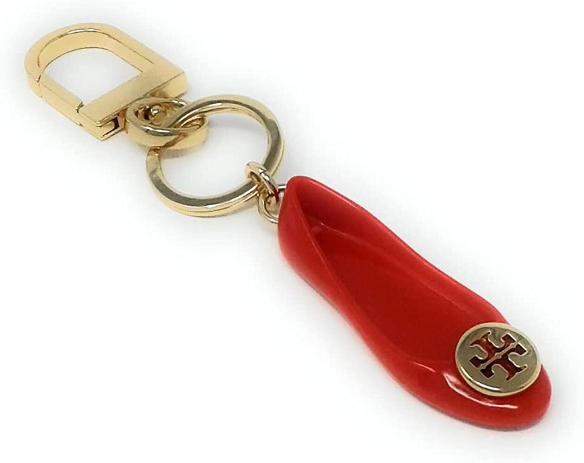 NWT ADORABLE TORY BURCH LOGO CHARM BALLET FLAT KEY FOB RED