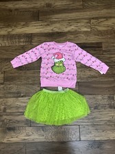 5T Toddler's The Grinch Christmas collection tutu and fleece pullover set