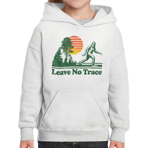 Cool Bigfoot Outdoor Camping Leave No Trace Youth Hooded Sweatshirt Boy or Girl - Picture 4 of 8