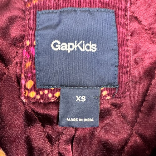 Gap Kids Girls Corduroy Jacket Size XS Maroon Floral Print Button Front - Picture 3 of 11