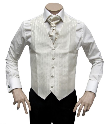 Hochzeitsweste mit Plastron 3 Teilig Gr.52 Creme/Ivory - Bild 3 von 7