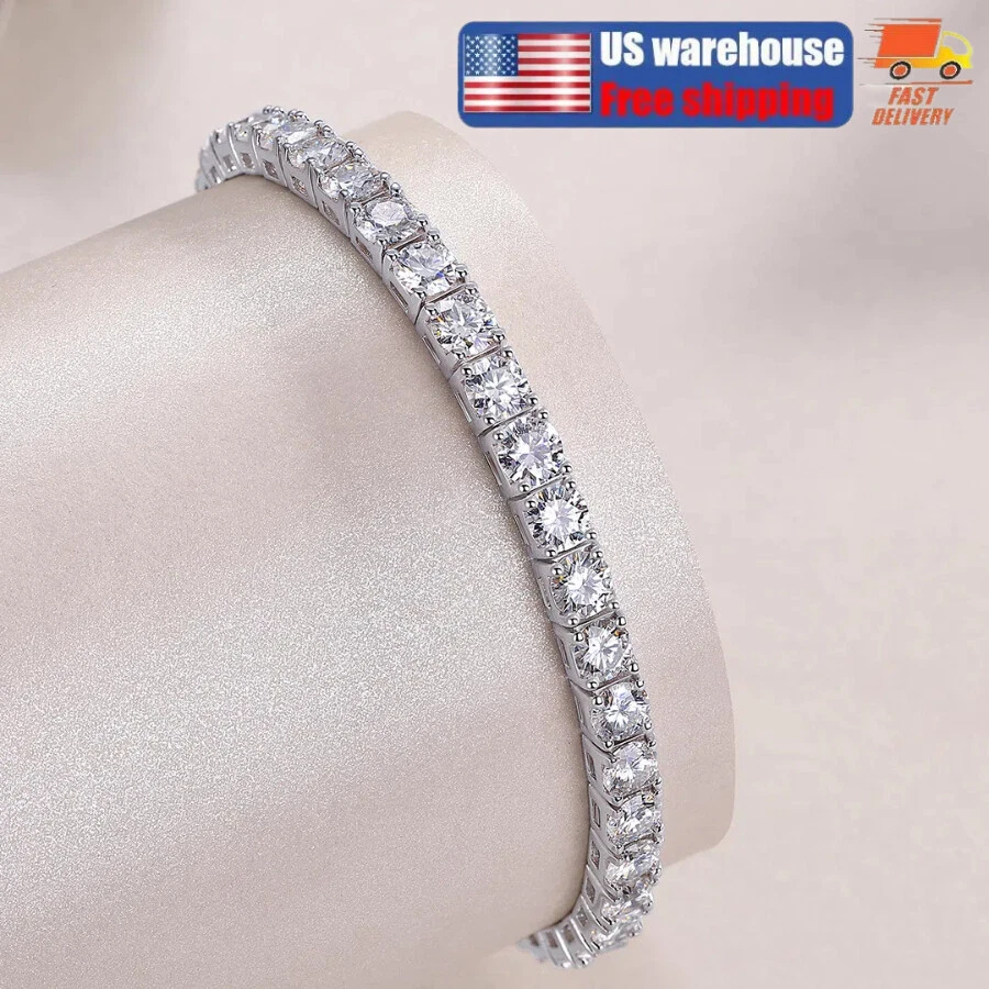 Brazalete Cadena Tenis MOISSANITA Color D VVS REAL 2-8mm Plata 925 ¡Probador de Pase!! Foto 3 de 4