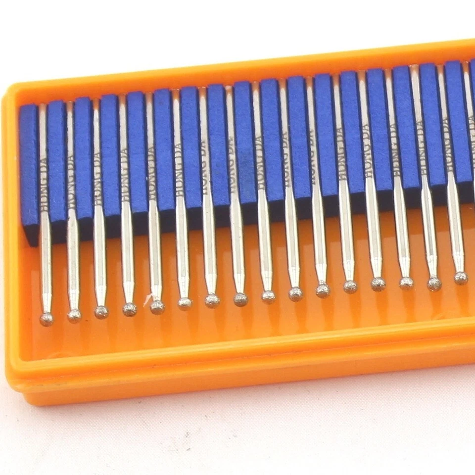 30Pcs Shank 3/32" Diamond Grinding Head 1-3mm Round Ball Bits Carving Burrs - Image 3 of 4
