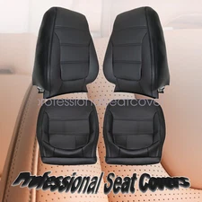 2011-2017 For VW Jetta Driver & Passenger Bottom & Back Leather Seat Cover Black