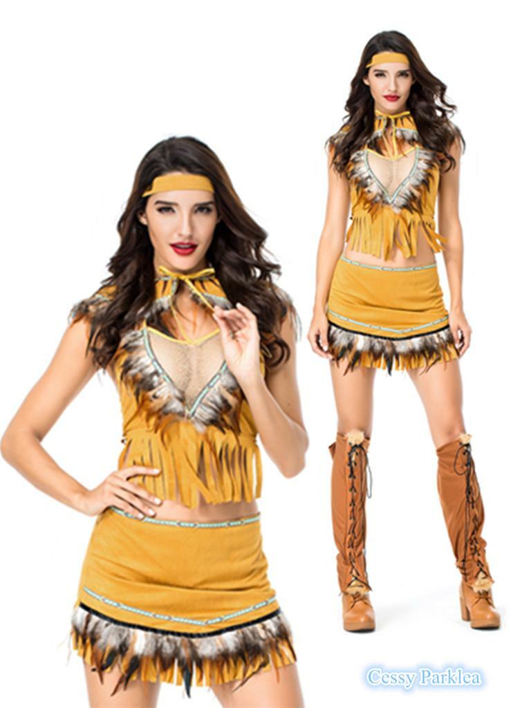 Mesdames 3 Pièce Rose Native Indian Squaw Pocahontas Fancy Dress - Foto 7
