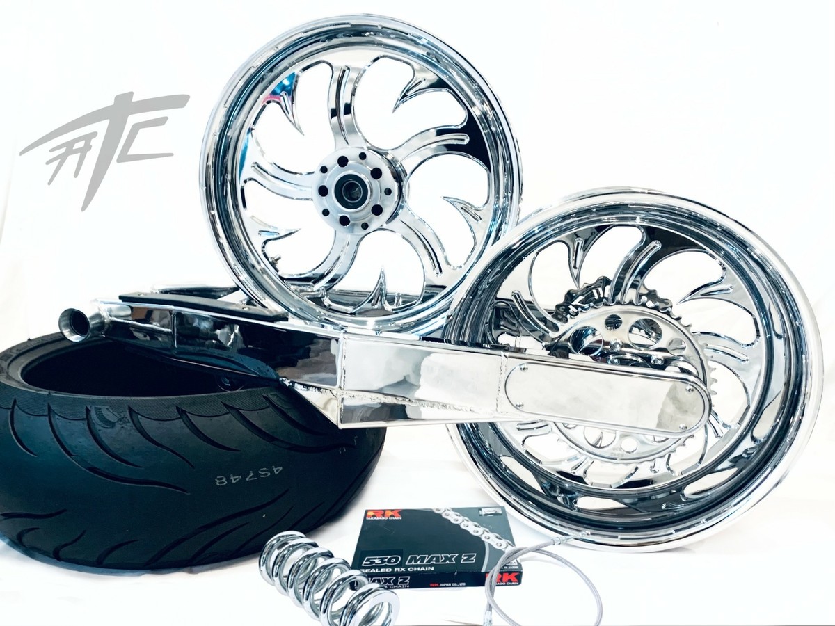 ZX-14 360 FAT TIRE KIT CHROME SHARK TOOTH WHEELS 06-11 NINJA