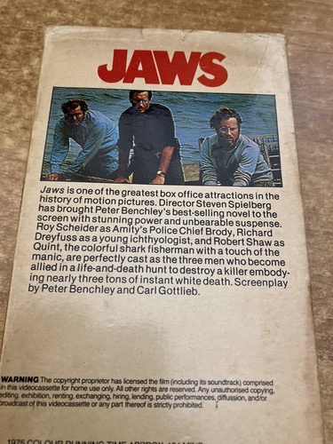 JAWS British VHS UK GB Shark Movie RARE Videotape Steven Spielberg Video Tape - Bild 6 von 17