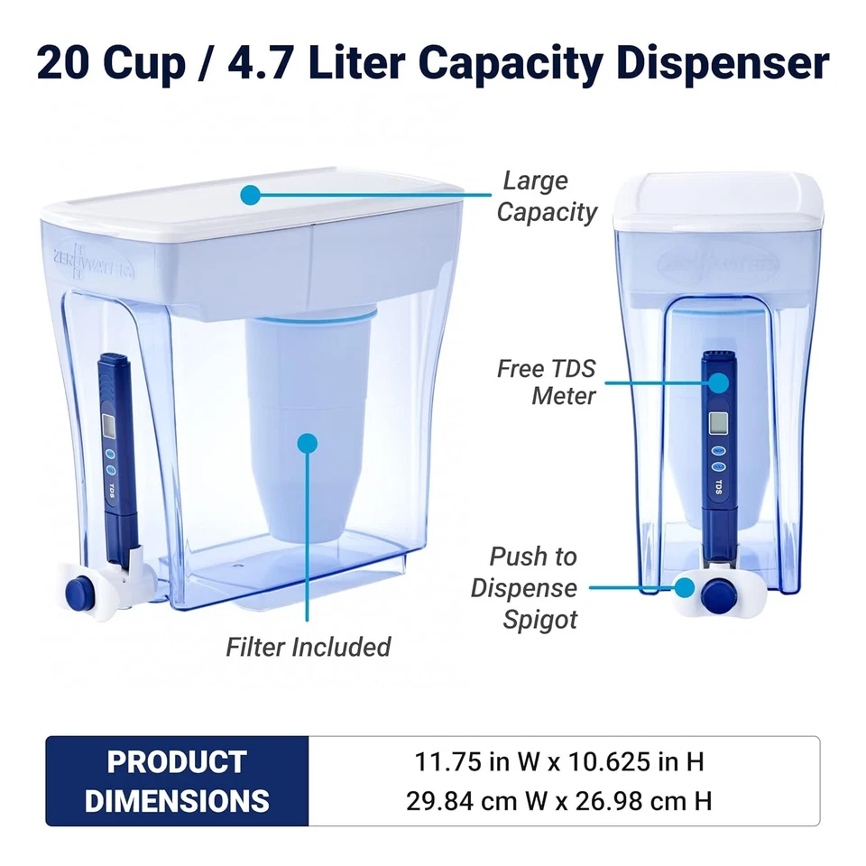 ZeroWater Pitcher 5 Stage Advanced Filtration 20 Cup/4.7 L Pitcher - Free Ship! - Image 2 of 4