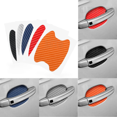 4x Carbon Fiber Car Door Handle Protector Film Anti-Scratch Stickers Accessories