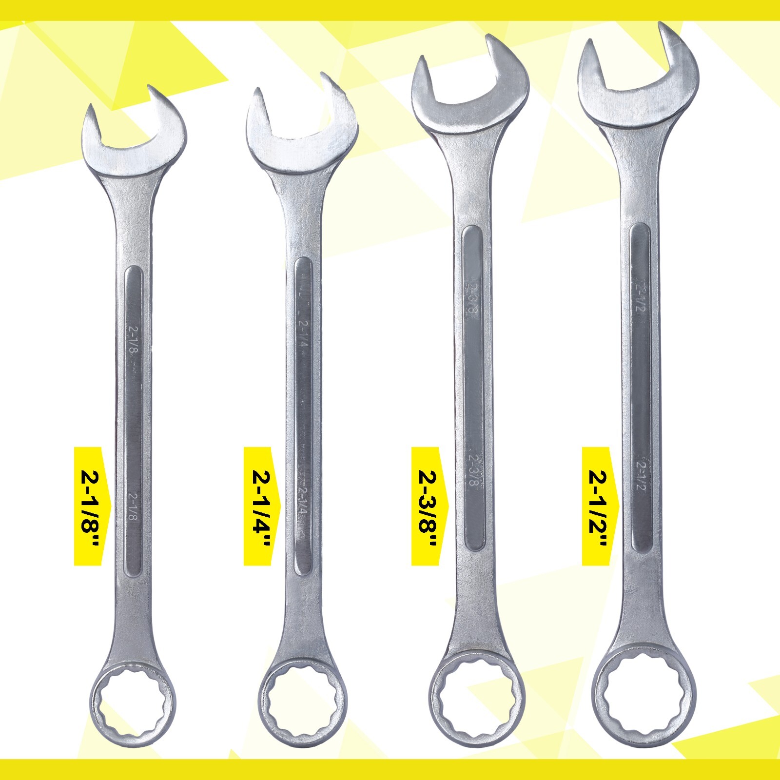SAE Jumbo Combination Wrench Set Extra Large,4 Piece,storage bag included chrome