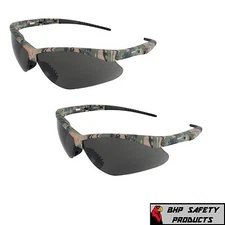 (2 PAIR) KLEENGUARD NEMESIS SAFETY GLASSES CAMO FRAME SMOKE ANTI-FOG LENS 22609
