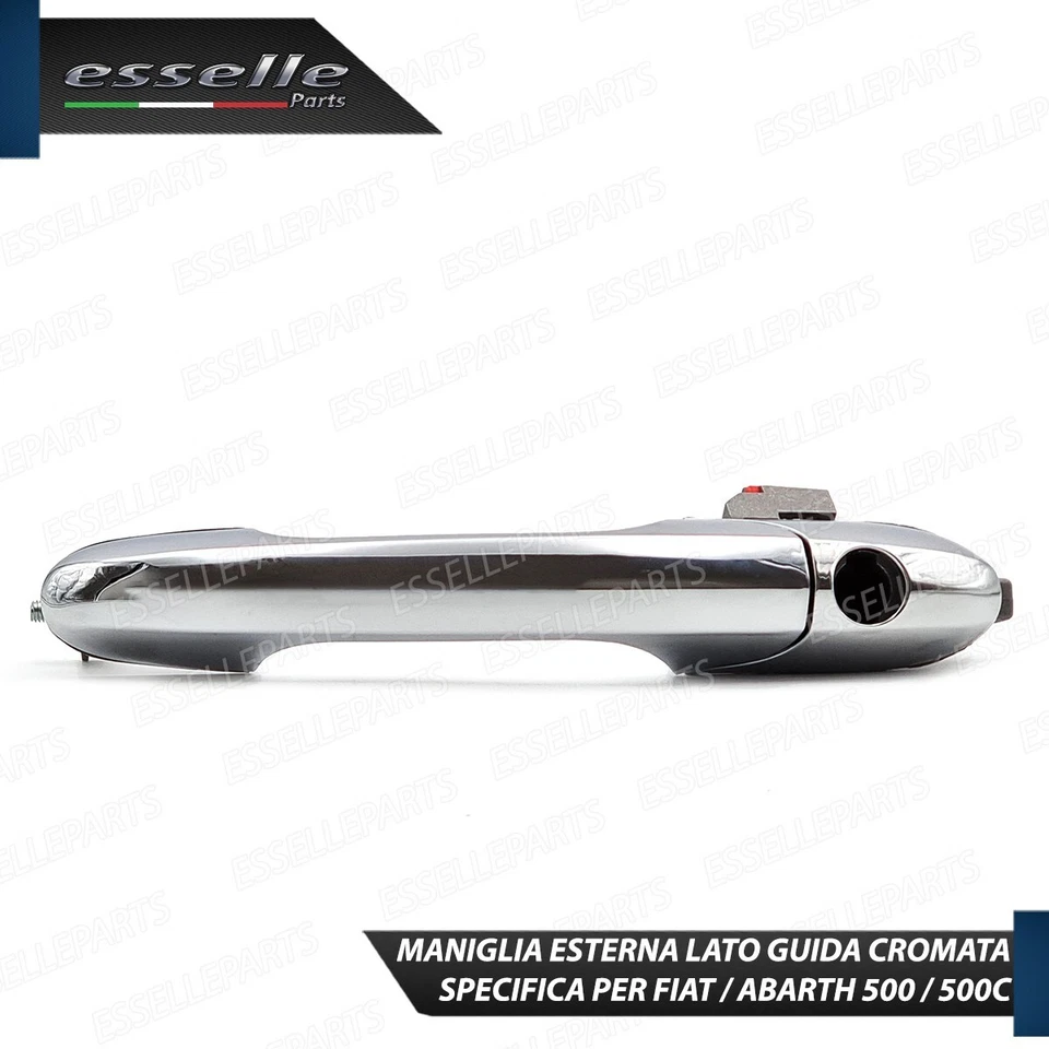 MANIGLIA ESTERNA PER FIAT ABARTH 500 500 C 595 695 LATO GUIDA CROMATA COMPLETA - Immagine 3 di 4