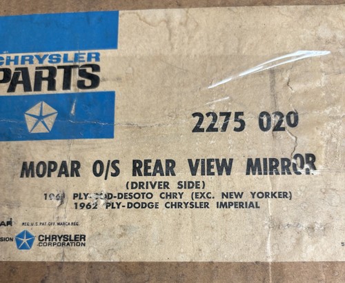 1961-1962 Dodge Plymouth Desoto Chrysler Fender Rear View Mirror 2275020 NOS - Picture 10 of 11