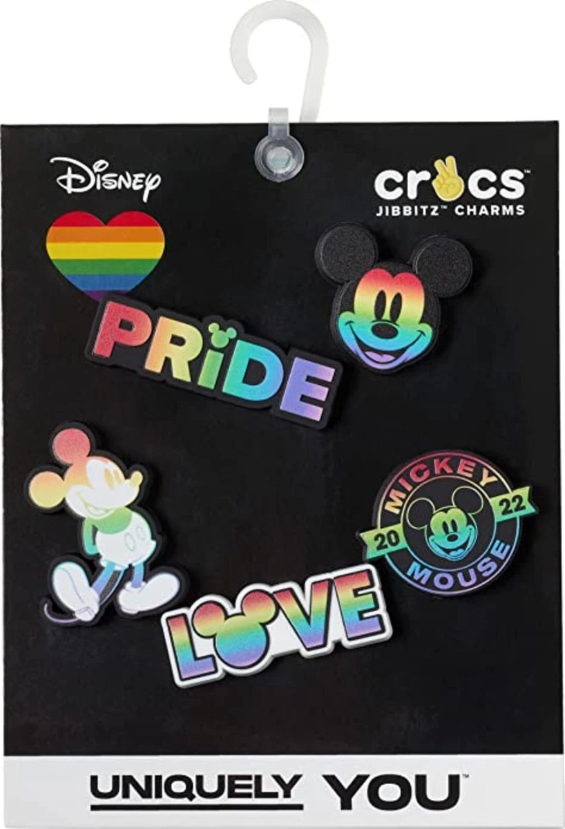 CROCS Jibbitz 5 Pk Disney Rainbow Celebration LGBTQ Pride Shoe Charms