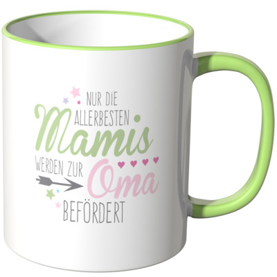 JUNIWORDS Tasse, Spruch ''Nur die allerbesten Mamis werden zu Oma beför..'' Sterne