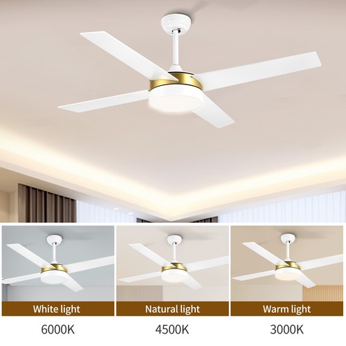 Oaurkea 52‘’ Ceiling Fans with Light and Remote 4 Blades Reversible Ceiling Fan - Picture 5 of 8