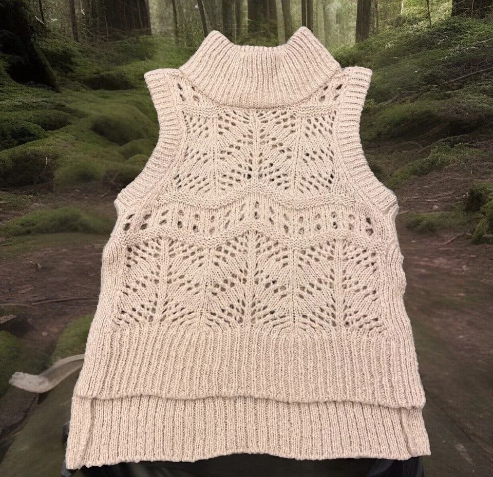 Plenty by Tracy Reese 毛衣 L 码开放式针织无袖马海毛混纺米色 — 第 2/4 张图片