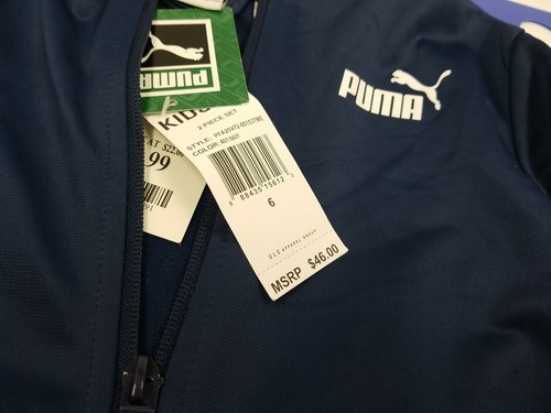 Puma Boys Navy Blue Orange Track Jacket Pockets Small Youth Size 6 Full Zipper - Picture 4 of 19