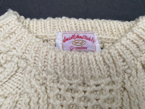 Fisherman’s Sweater Child Hand Cable Knit Cream Ivory Acrylic Size 3T 4T - Picture 3 of 8