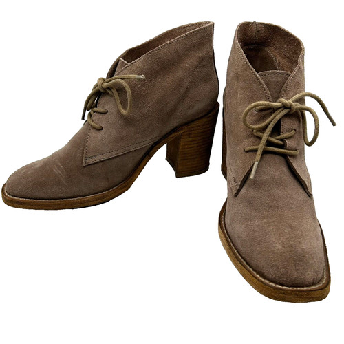 Jeffrey Campbell Women's Lace Up Taupe Suede Booties Ankle Boots Size 9