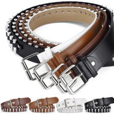 Bullet Rivet Belt Metal Bullet Head Decorated Waist Strap PU Leather Waist Bel 