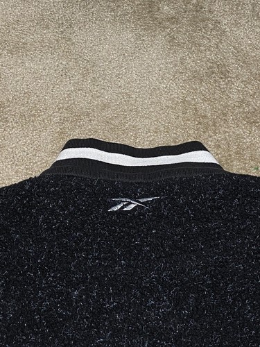 Vintage 90s Reebok Legacy Black/White 1/4 Zip Pullover Soft Fleece Jacket Size L - Picture 10 of 11