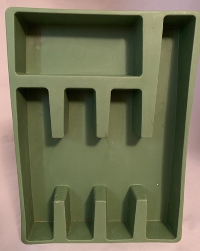 Vintage Silverware Utensil Holder Tray AVOCADO GREEN Retro 70s Grannycore MCM