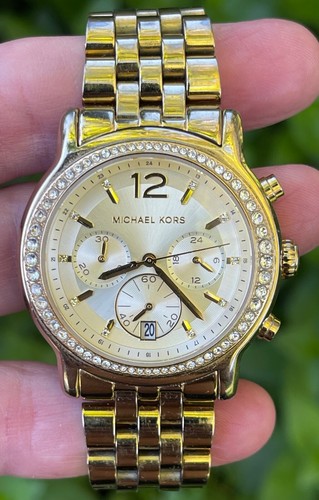 Michael Kors MK-5982 Women's Rose Gold Tone Watch Wristwatch Works