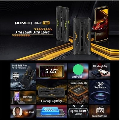 Ulefone Armor X12 Pro Rugged Phone 4GB+64GB 4860mAh Wasserdicht Stoßfest