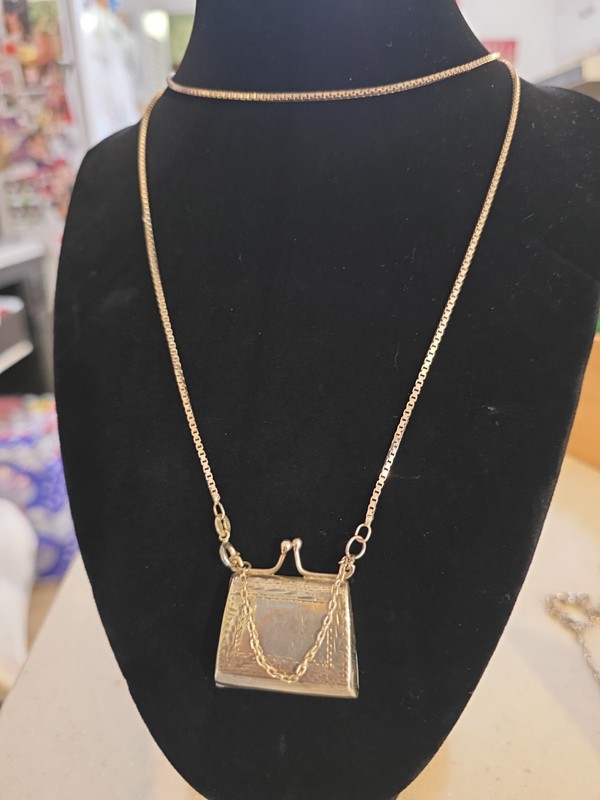 Vintage Sterling Silver 925 Handbag Purse Pendant With Chain Necklace