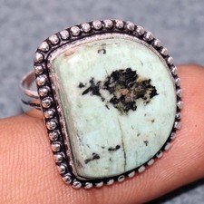 925 Silver Plated African Turquoise Ring US 9 Handcrafted Design Trendy GW