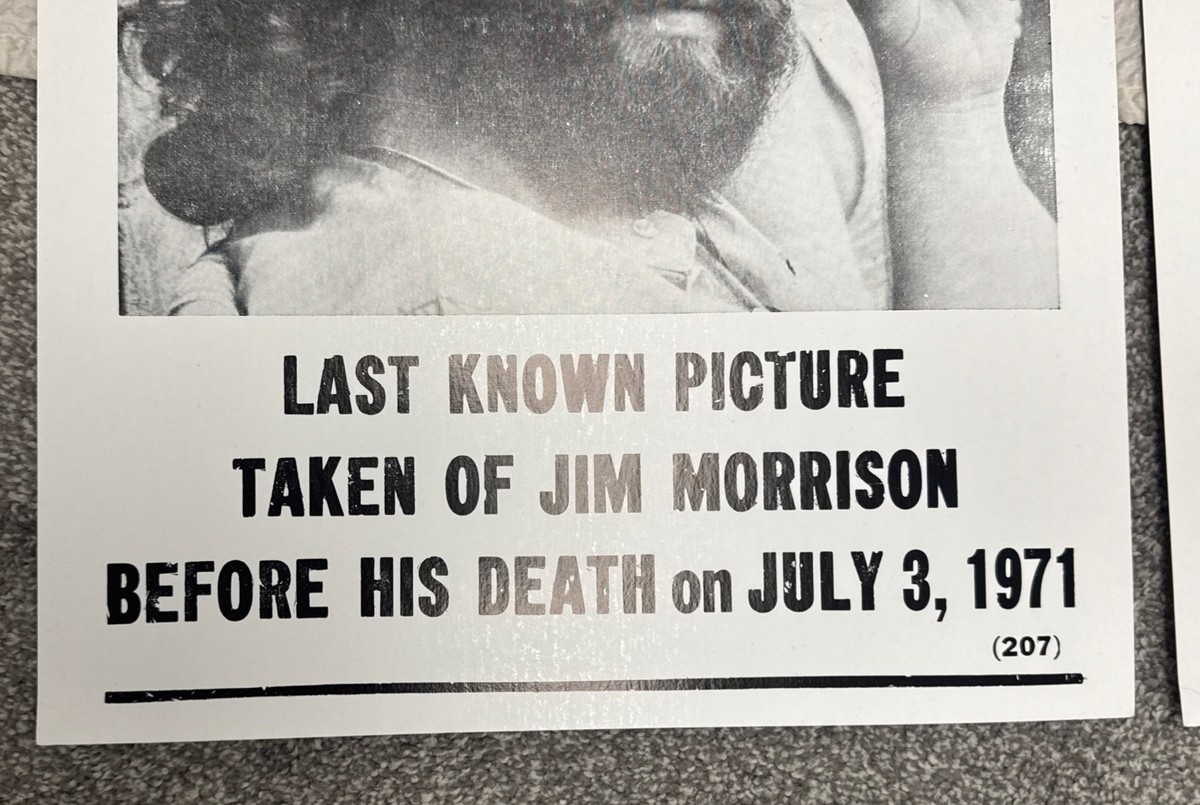 Doors Jim Morrison LAST KNOWN PHOTO Poster AGE 27 11 X 22” | eBay