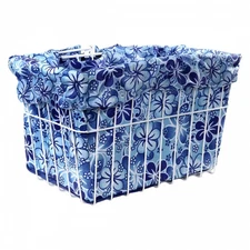 Cruiser Candy Style Blue Hawaiian Bicycle Basket Liner & Tote, Water Bottle