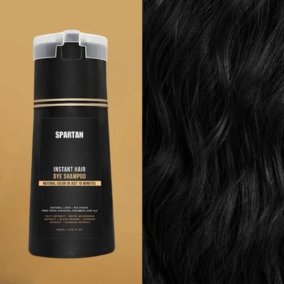SPARTAN  - Instant Black Hair Dye Shampoo for Men - 6.76 Fl Oz - New