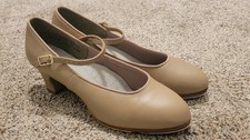 Womens Capezio 561 Jr Footlight Tan Leather Tap Jazz Character Dance Shoes 7 M