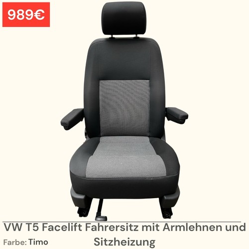 VW T5 T6 T6.1 Transporter Caravelle Fahrersitz Sitz Armlehnen Sitzheizung Timo